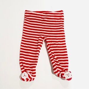 NWOT Koala Kids Newborn/Infant Striped Christmas Santa Footie Pants